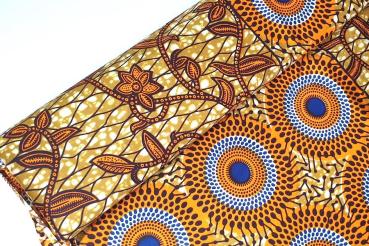 ORANGE CIRCLE JUNGLE Afrikanischer Wax Print Stoff